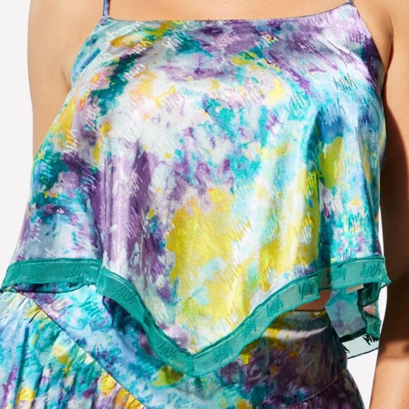 *brand new, set of 2* Yitty Satin Pretty Flowy Camisole AND Short Deep Sea (L) - Picture 3 of 13